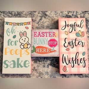 Easter Wooden Home Decor Signs Bundle of 3. Brand New 1-5”x 5” 2-10”x 5”.
